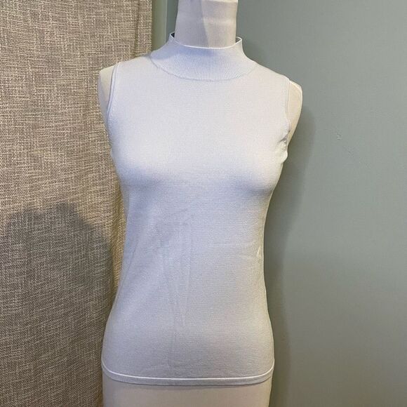 Ann Taylor New Mock Turtleneck Shell Top Blue Seasonless Layering Small - Picture 6 of 10